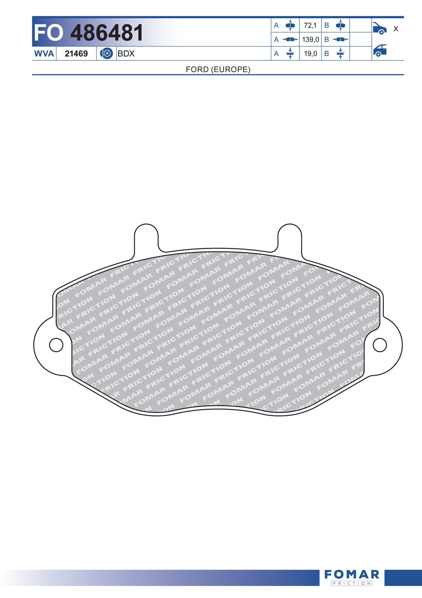 FOMAR Friction FO 486481: Fékbetét készlet, tárcsafék