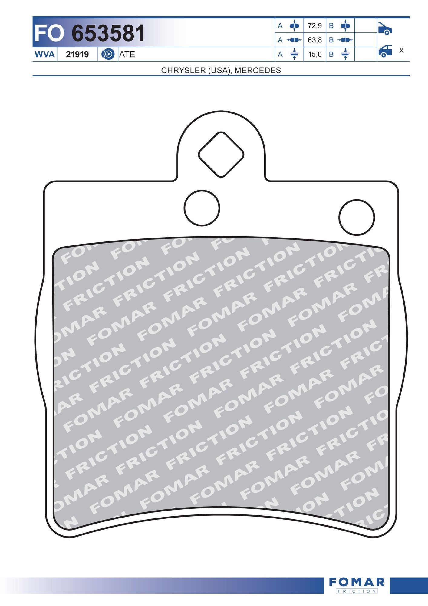 FOMAR Friction FO 653581: Plaquettes de frein