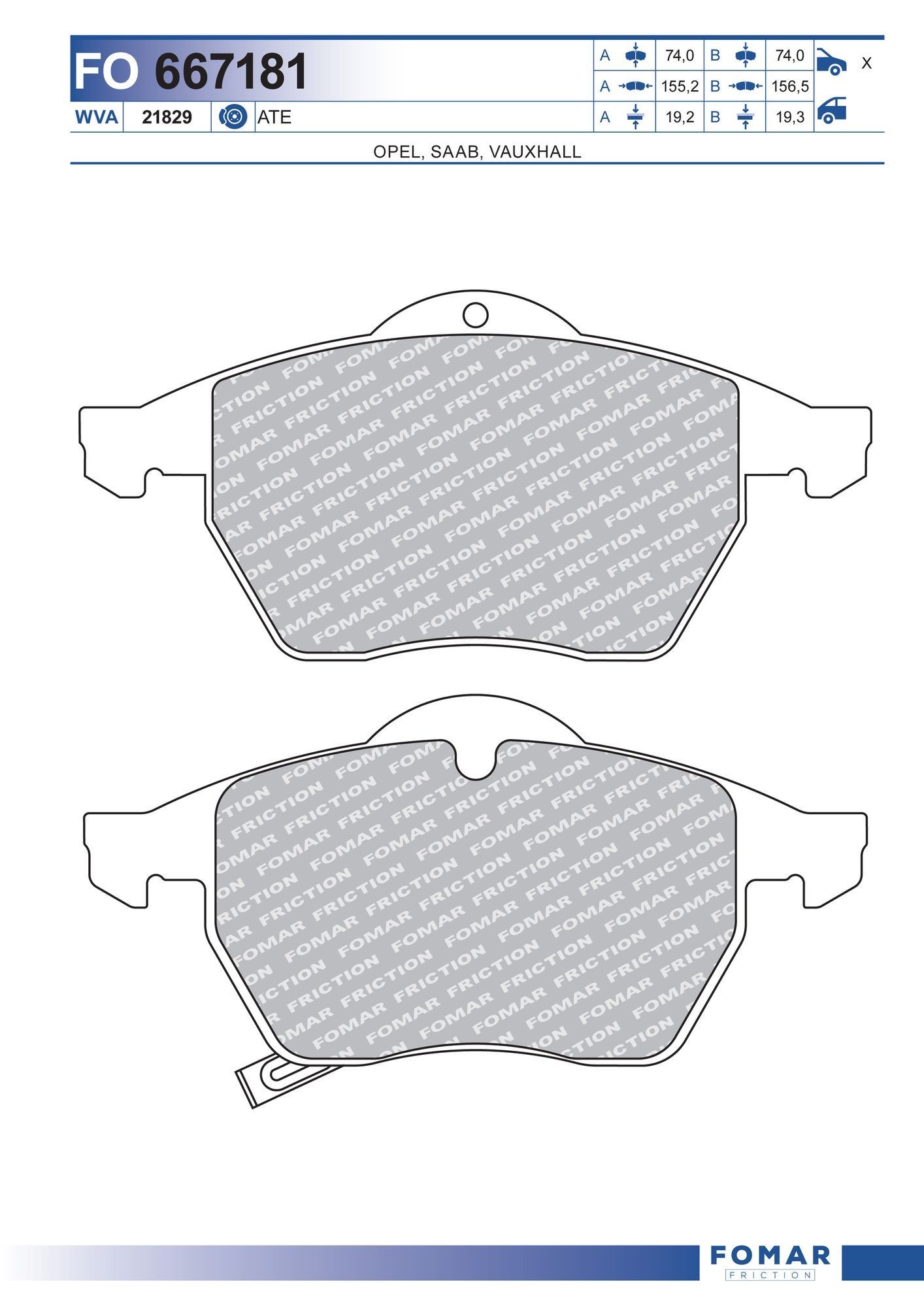 FOMAR Friction FO 667181: Klocki hamulcowe