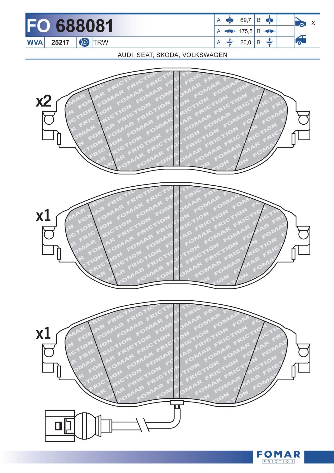 FOMAR Friction FO 688081: Bromsbelägg
