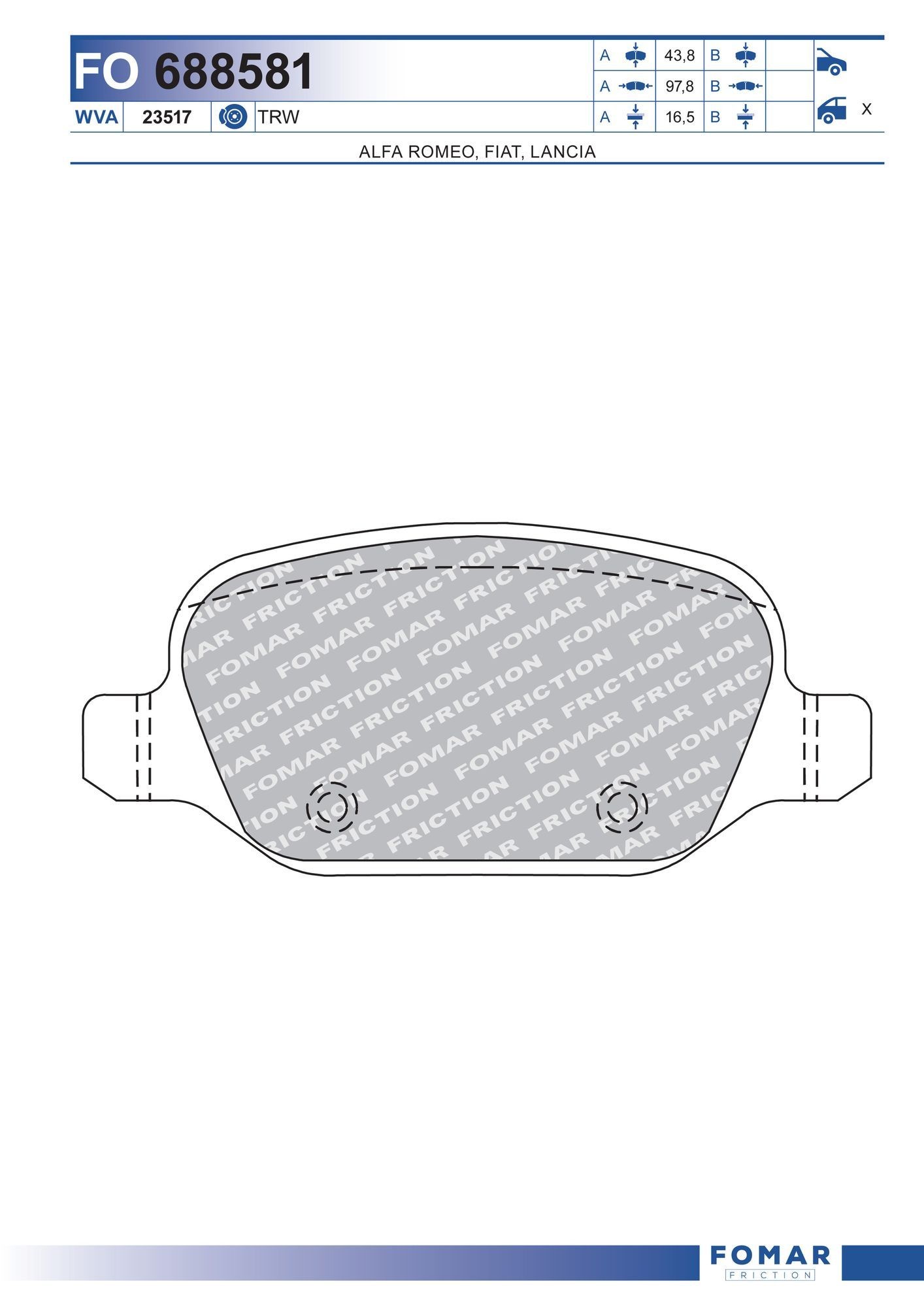 FOMAR Friction FO 688581: Bremsbeläge
