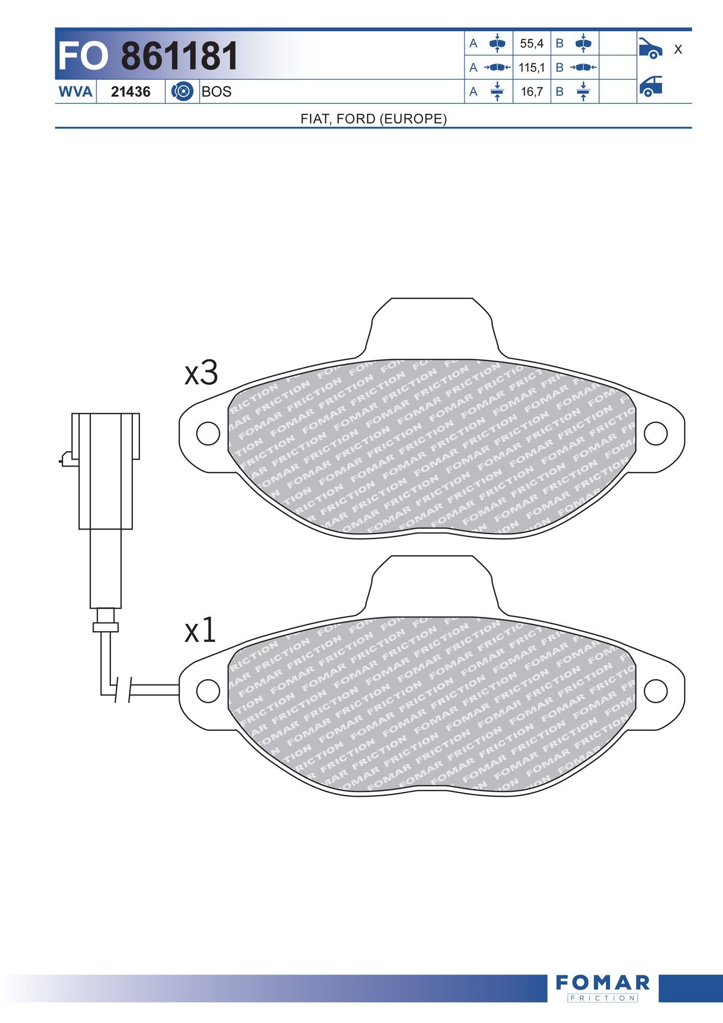FOMAR Friction FO 861181: Juego de pastillas de freno