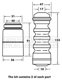 FIRST LINE FPK7088: Støvkappe, støtdemper