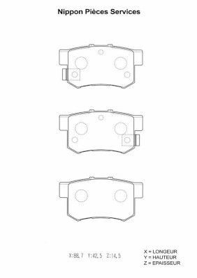 NPS H361A05: Bromsbelägg Bakaxel