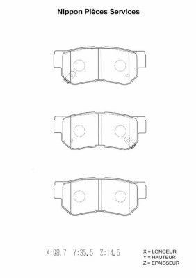 NPS H361I05: Bromsbelägg Bakaxel