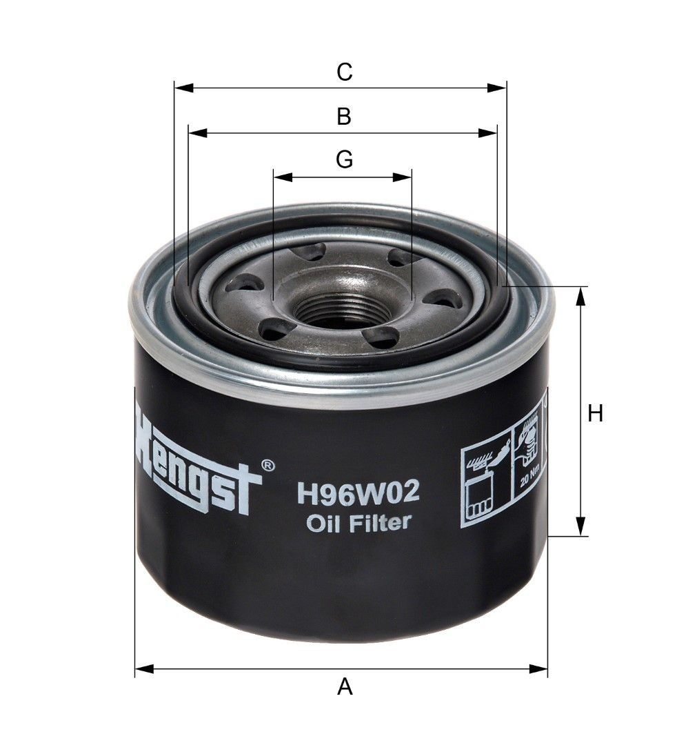 HENGST FILTER H96W02: Маслен филтър