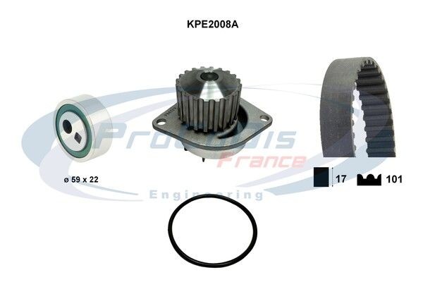 PROCODIS FRANCE KPE2008A: Bomba de agua + kit de correa de distribución Núm. dientes: 101, Ancho: 17mm, con juntas
