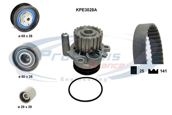 PROCODIS FRANCE KPE3028A: Vezérműszíj készlet vízpumpával Fogszám: 141, Szélesség: 25mm