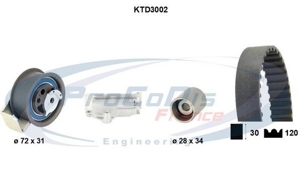 PROCODIS FRANCE KTD3002: Distributieriem set Aantal tanden: 120, Met spandemper, spanrol