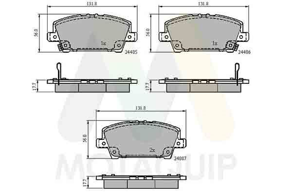 MOTAQUIP LVXL1295: Bromsbelägg med skruvar