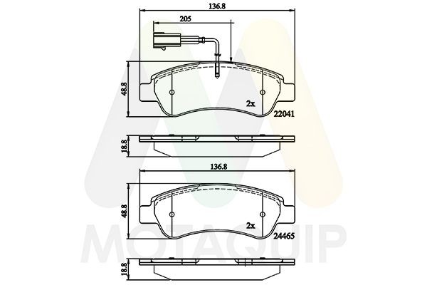 MOTAQUIP LVXL1865: Plaquettes de frein avec boulon