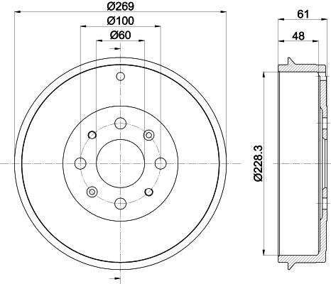 MINTEX MBD256: Bremžu trumulis 269mm, bez riteņa rumbas, bez riteņa rumbas gultņa, bez riteņu stiprināšanas skrūvēm