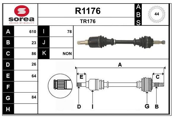 SNRA R1176: Aandrijfas 610mm