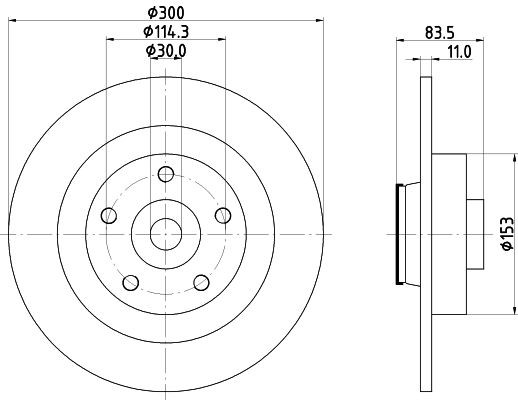 HELLA 8DD 355 123-401: Bromsskiva PRO Ø: 300mm, full, Ø: 300mm, med axelmutter, belagd, med inbyggd magnetisk sensorring, med hjullager