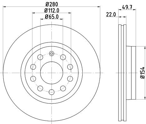 MINTEX MDC1639C: Bromsskiva Ø: 280mm, ventilerad invändigt, Ø: 280mm, belagd, utan hjulvnav, utan hjullager, utan hjulbultar