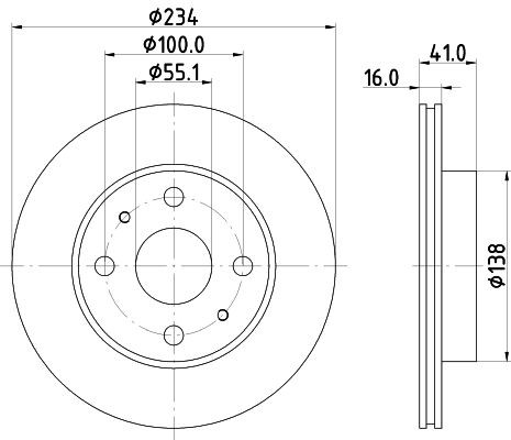 MINTEX MDC2806C: Disco de freno Ø: 234mm, ventilación interna, Ø: 234mm, revestido, sin buje de rueda, sin cojinete rueda, sin perno de sujeción de rueda