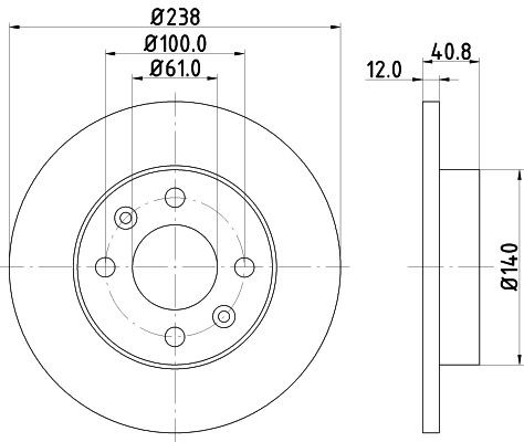 MINTEX MDC297C: Féktárcsa Ø: 238mm, tele, Ø: 238mm, bevonatolt, kerékagy nélkül, kerékcsapágy nélkül, kerékrögzítő csavar nélkül