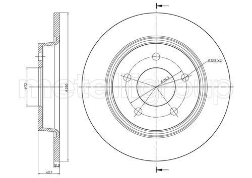 METELLI 23-0750C: Jarrulevy Ø: 280,0mm, täysi, Ø: 280,0mm, Lakattu