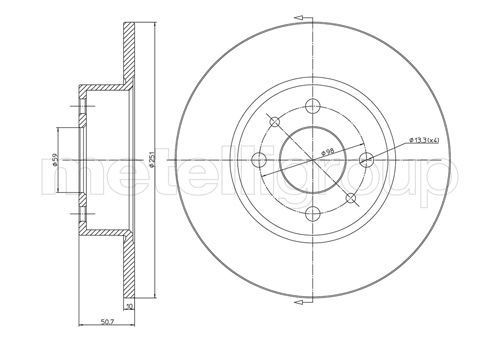 CIFAM 800-193C: Bremsscheibe Ø: 251,0mm, voll, Ø: 251,0mm, lackiert