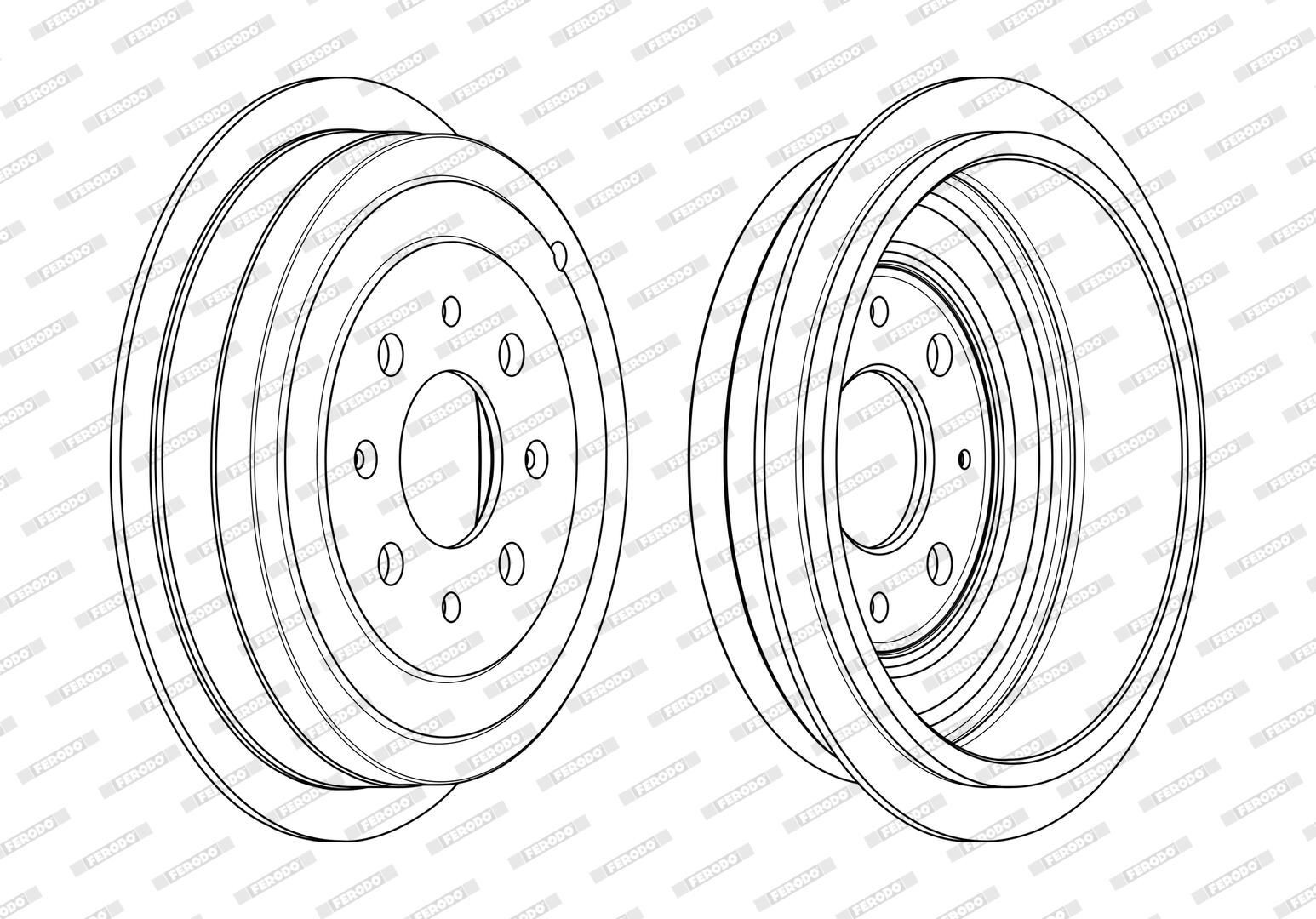 FERODO FDR329809: Спирачен барабан PREMIER 203mm, 250mm, без сензорен пръстен за ABS, без колесен лагер