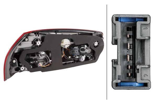 HELLA 2SK 011 054-101: Aizmugurējais lukturis pa labi, ar spuldzes turētāju, ar kvēlspuldzēm