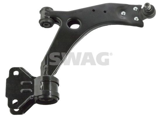 SWAG 50 10 5736: Tukivarsi Etuakseli, oikea, Alla, Teräslevy, varusteena kumi-metallilaakerit, Kumilaakerilla