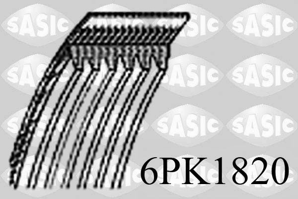 SASIC 6PK1820: Correa trapecial poli V 1820mm, Número de nervaduras: 6