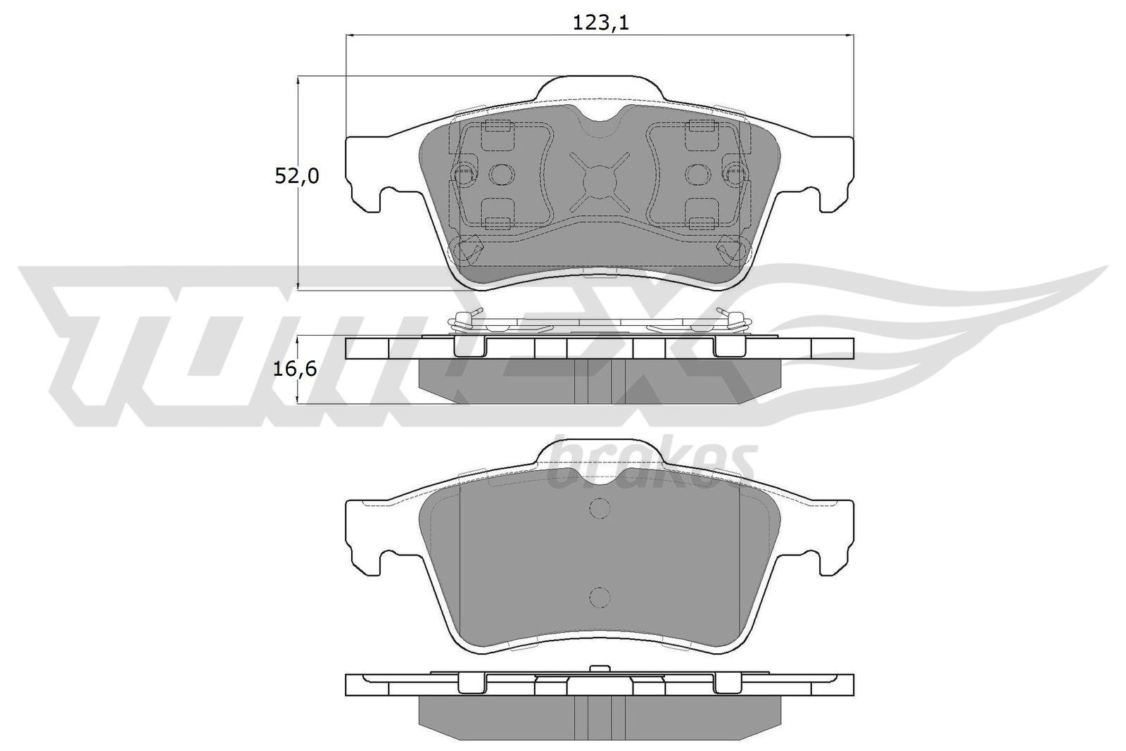 TOMEX brakes TX 12-95: Remblokken Achteras, Zonder toebehoren