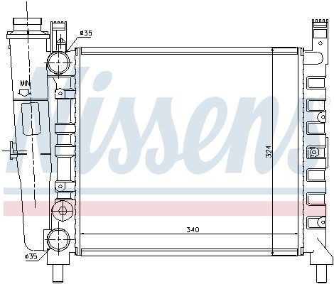 NISSENS 690774: Radiateur du moteur sans joint d'étanchéite, sans couvercle de fermeture, sans vase d'expansion