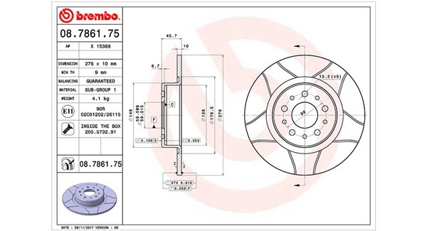 MAGNETI MARELLI 360406011005: Bremsscheibe Ø: 276mm, voll, Ø: 276mm, mit Schrauben