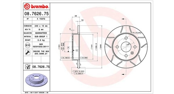 MAGNETI MARELLI 360406038905: Bromsskiva Ø: 240mm, full, Ø: 240mm, med skruvar