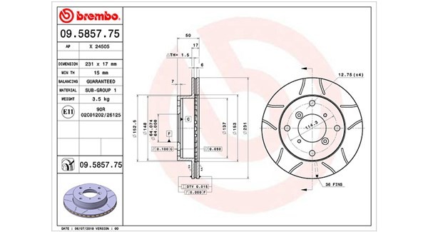 MAGNETI MARELLI 360406046005: Bremseskive Ø: 231mm, opslidset, Ø: 231mm
