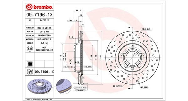 MAGNETI MARELLI 360406049902: Tarcza hamulcowa Ø: 280[mm], perforowany / wentylowany wewnętrznie, Ø: 280[mm]