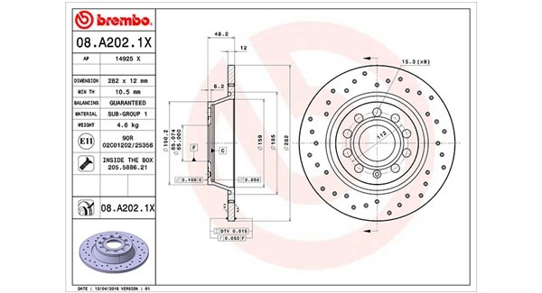 MAGNETI MARELLI 360406060802: Tarcza hamulcowa Ø: 282[mm], pełny, Ø: 282[mm], ze śrubami