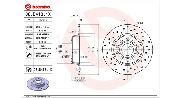 MAGNETI MARELLI 360406107802: Bremsscheibe Ø: 272mm, voll, Ø: 272mm, mit Schrauben