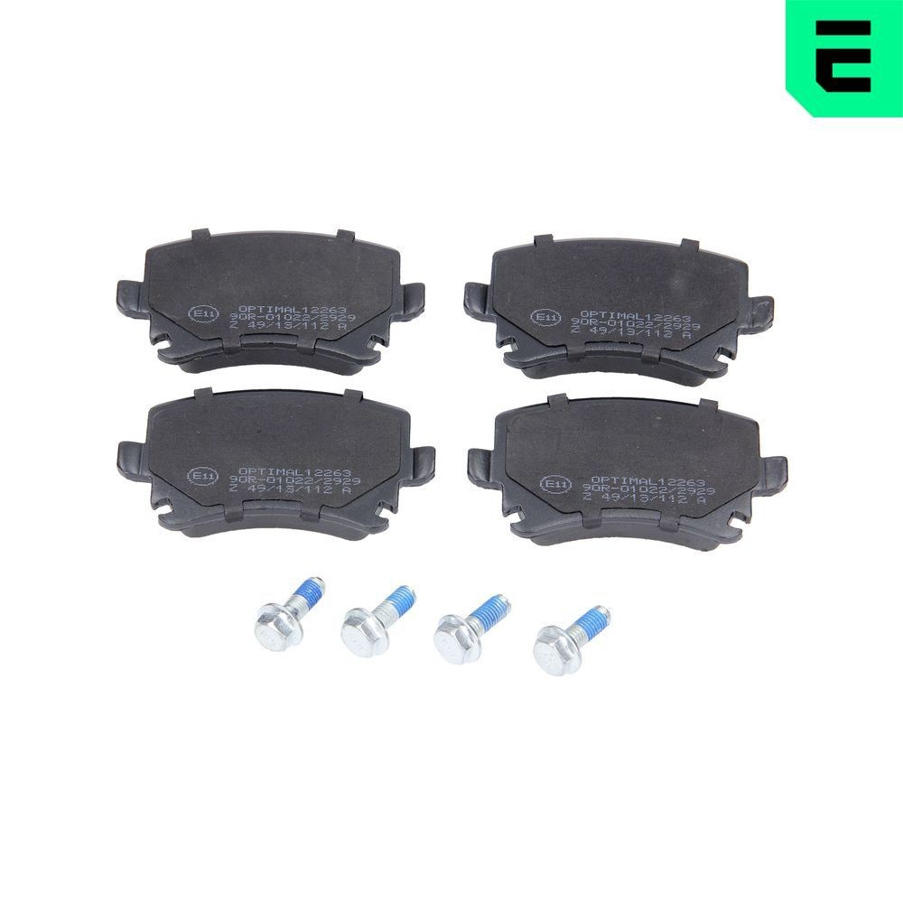OPTIMAL BP-12263: Bromsbelägg Bakaxel, med bromsoksskruvar