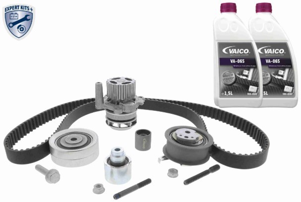 VAICO V10-50107: Vezérműszíj készlet vízpumpával EXPERT KITS + Fogszám: 160, Szélesség: 25,0mm, rászerelő/rögzítő anyaggal, Vízszivattyúval