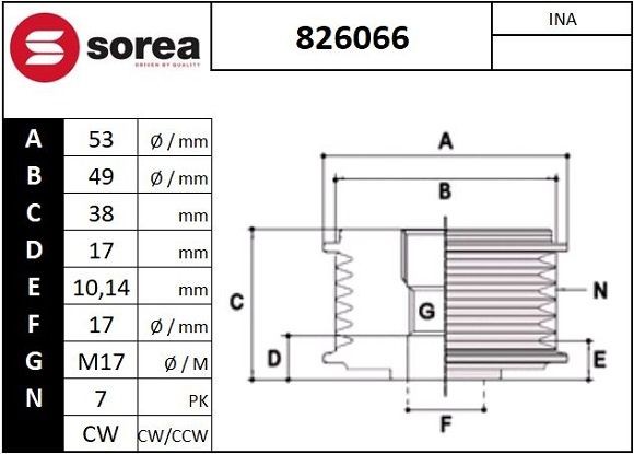 EAI 826066: Roda livre do alternador