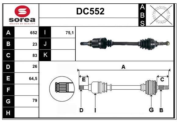 SERA DC552: Aandrijfas 652mm