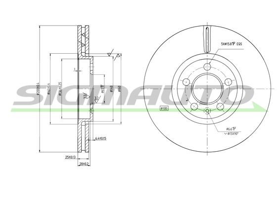 SIGMAUTO DBB221V: Bremžu diski Priekšējais tilts, Ø: 288mm, ventilējams, Ø: 288mm, lakots