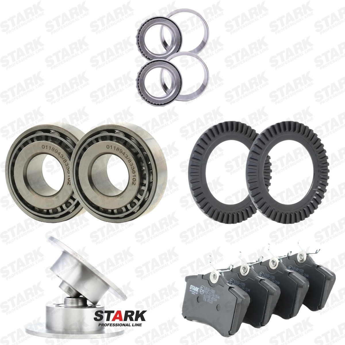 STARK SKBK-1090376: Bremsscheiben und -beläge Hinterachse, Ø: 245mm, voll, mit Lager, mit ABS-Sensorring