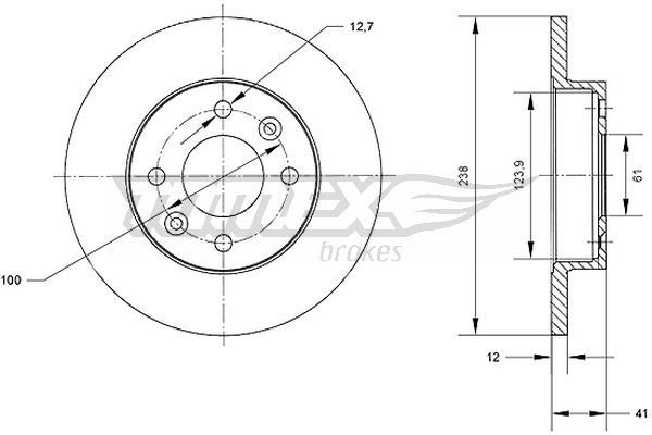 TOMEX brakes TX 70-36: Bromsskiva framaxel, Ø: 238mm, full, Ø: 238mm, lackerad