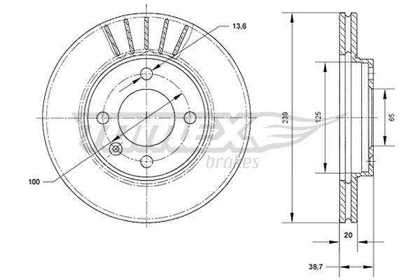 TOMEX brakes TX 70-46: Bremžu diski Priekšējais tilts, Ø: 239mm, ventilējams, Ø: 239mm, lakots