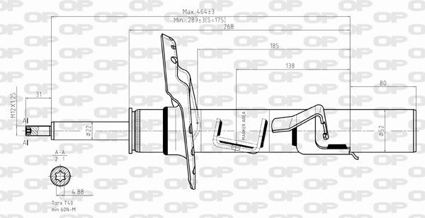 OPEN PARTS SAB8386.31: Tlumič levá přední náprava, dobíjený plynem, Rameno