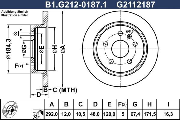 GALFER B1.G212-0187.1: Bremsscheibe Ø: 292,0mm, voll, Ø: 292,0mm, beschichtet