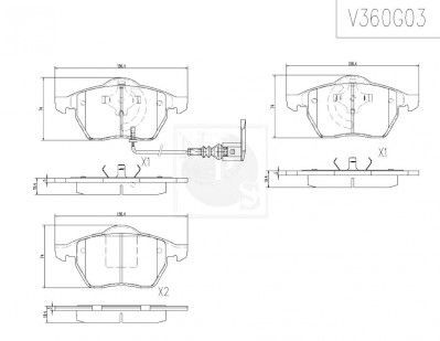 NPS V360G03: Klocki hamulcowe Oś przednia