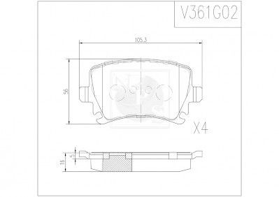 NPS V361G02: Bromsbelägg Bakaxel