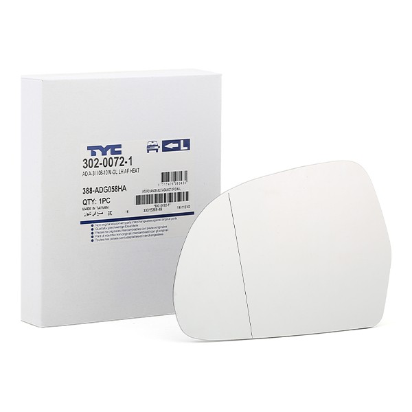 TYC 302-0072-1: Стъкло на огледало, външно огледало ляво