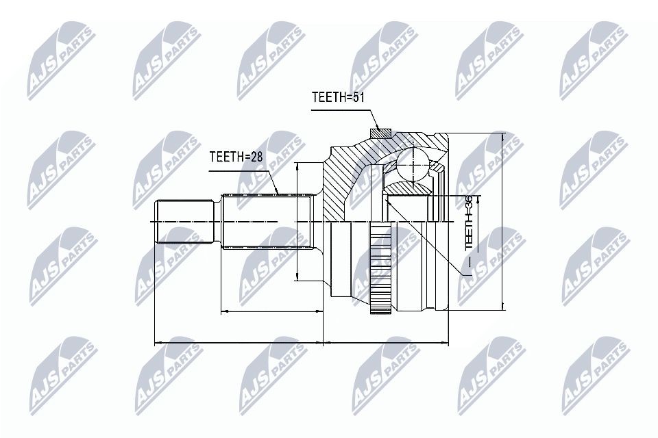 NTY NPZ-RE-013 Gelenksatz, Antriebswelle radseitig