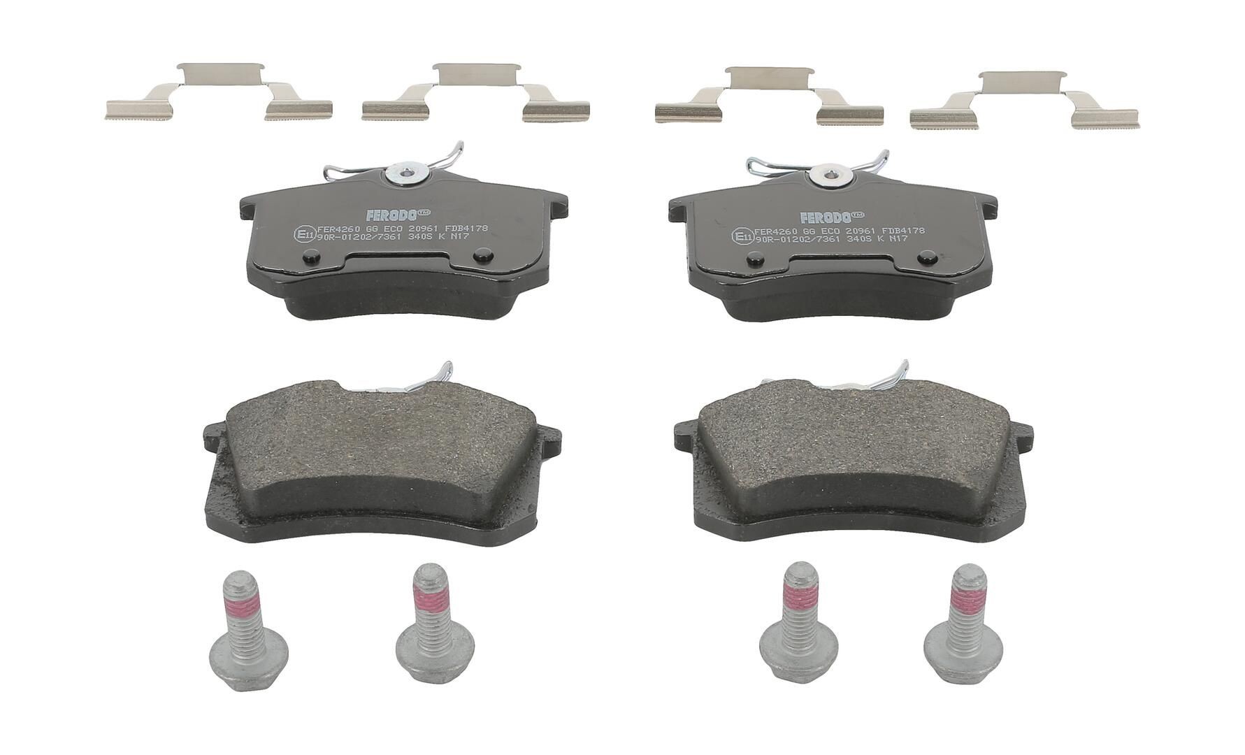 FERODO FDB4178: Juego de pastillas de freno con accesorios, con tornillos pinza freno PREMIER ECO FRICTION